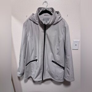 Marc New York Off-White Hooded Jacket with Black Zipper